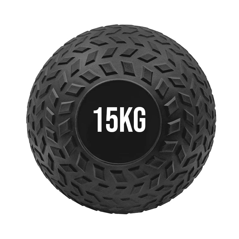 Treaded slam ball, 15 kg, black, on a white background