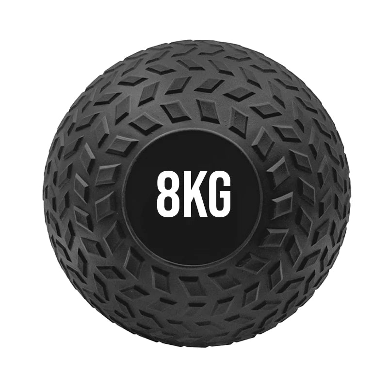 Treaded slam ball, 8 kg, black, on a white background