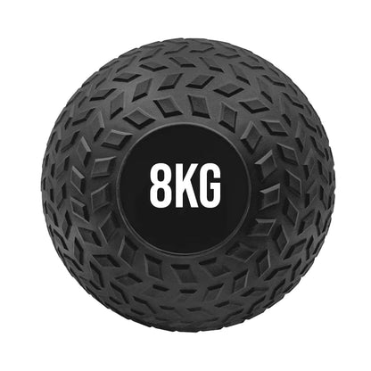 Treaded slam ball, 8 kg, black, on a white background