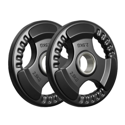 Premium Tri-Grip Olympic Weight Plates – Rubber-Coated Cast Iron, 2" Opening, 1.25kg to 25kg, Anti-Slip Plates for Home Gym Barbell Lifting & Training