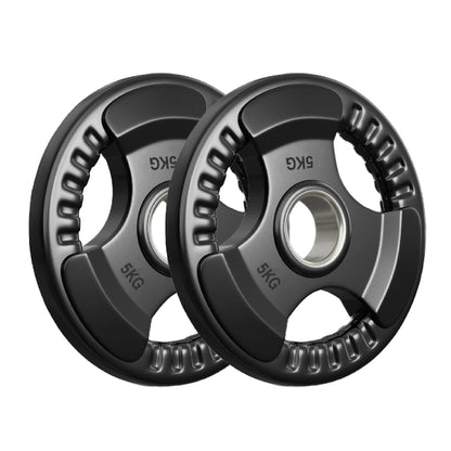 Premium Tri-Grip Olympic Weight Plates – Rubber-Coated Cast Iron, 2" Opening, 1.25kg to 25kg, Anti-Slip Plates for Home Gym Barbell Lifting & Training