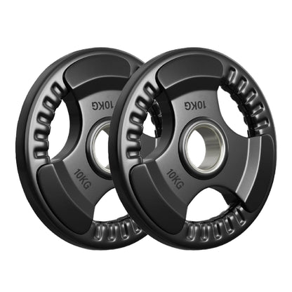 Premium Tri-Grip Olympic Weight Plates – Rubber-Coated Cast Iron, 2" Opening, 1.25kg to 25kg, Anti-Slip Plates for Home Gym Barbell Lifting & Training