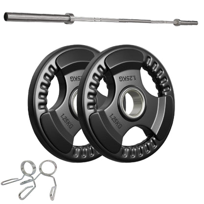 Premium Tri-Grip Olympic Weight Plates – Rubber-Coated Cast Iron, 2" Opening, 1.25kg to 25kg, Anti-Slip Plates for Home Gym Barbell Lifting & Training