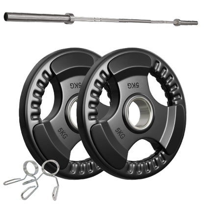 Premium Tri-Grip Olympic Weight Plates – Rubber-Coated Cast Iron, 2" Opening, 1.25kg to 25kg, Anti-Slip Plates for Home Gym Barbell Lifting & Training