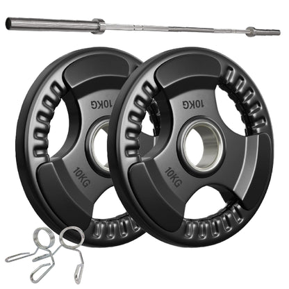 Premium Tri-Grip Olympic Weight Plates – Rubber-Coated Cast Iron, 2" Opening, 1.25kg to 25kg, Anti-Slip Plates for Home Gym Barbell Lifting & Training