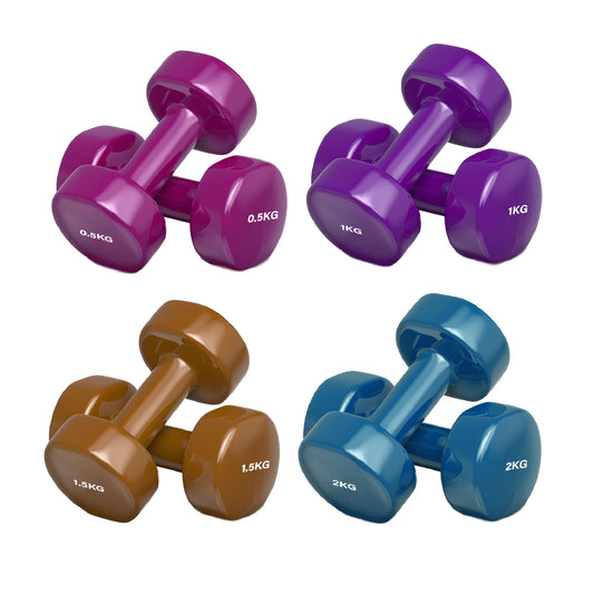 Premium Neoprene Vinyl Dumbbell Set - Multi-Colour Hand Weights with Hexagonal Design - Non-Slip Grip for Home Gym, Yoga, Pilates - Available in 6kg, 10kg, 12kg, 15kg, 24kg, 30kg, 38kg Options