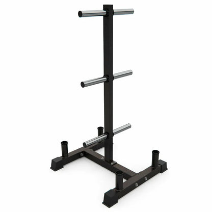 Black metal squat rack on a white background