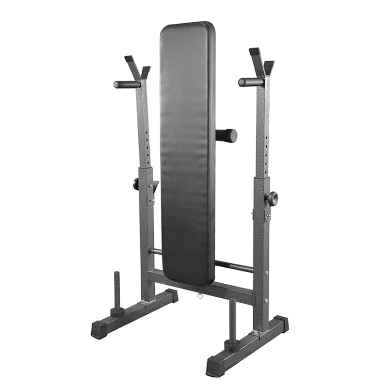 Adjustable Weight Bench with Dip Station & Barbell Rack