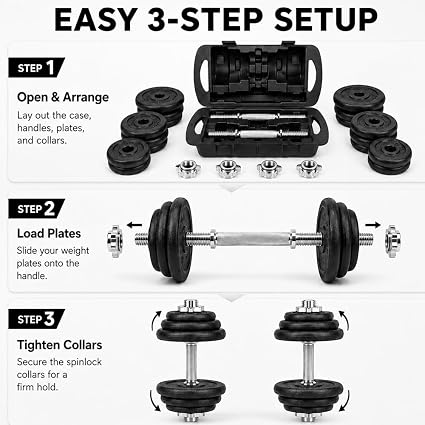 20kg Adjustable Dumbbell & Barbell Set - Cast Iron