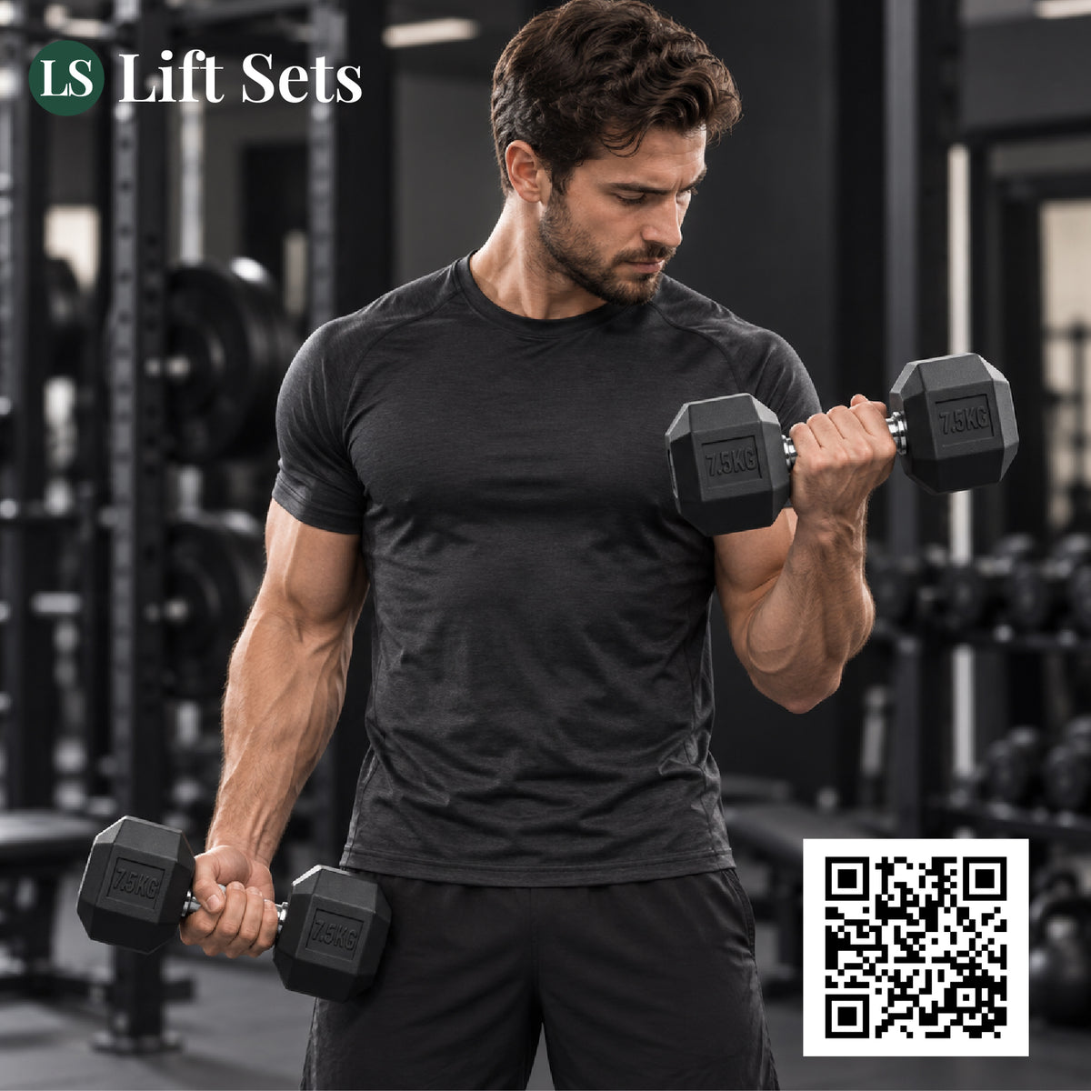 Person training with hex dumbbells
