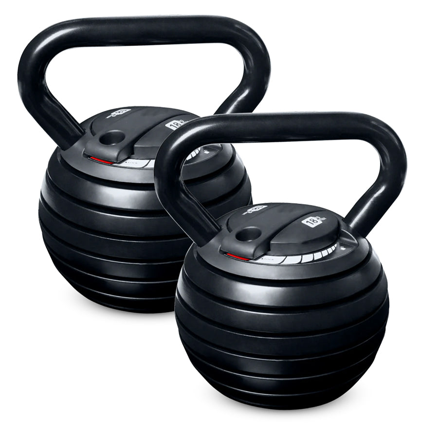 7-in-1 Adjustable Kettlebell Set (3.4kg–18kg) – Quick-Lock Cast Iron Weights – Space-Saving Home Gym Strength System