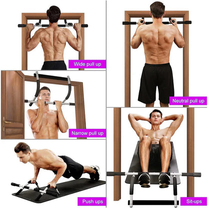 Doorway Pull-Up Bar – No Drilling Required Chin-Up Bar with Padded Multi-Grip Handles, Heavy-Duty Steel, Adjustable Fit 61–81cm, Foldable Home Gym Trainer