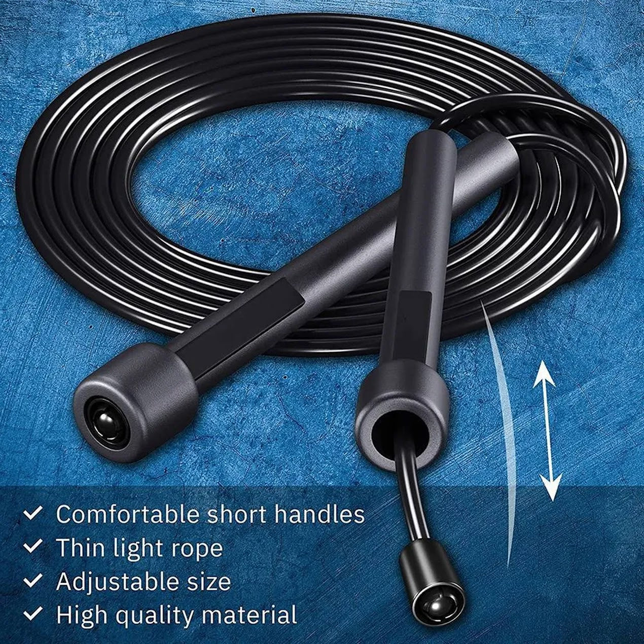 PVC Adjustable Skipping Rope – Tangle-Free Speed Jump Rope with Non-Slip Handles for Men, Women & Kids, Ideal for Home Workout, Boxing, MMA & Cardio Fitness