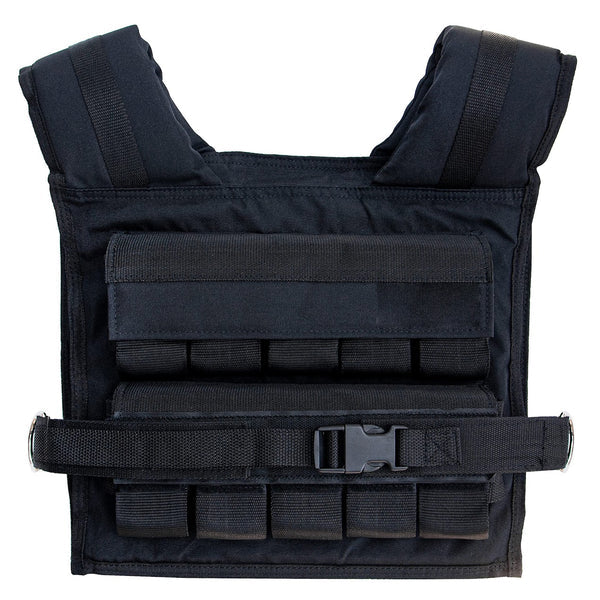Black tactical vest on a white background